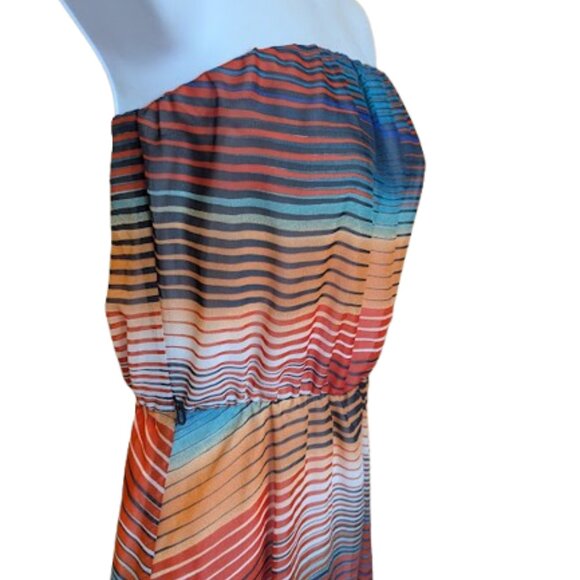 Colorful Striped Strapless Dress Size Medium - Picture 4 of 6